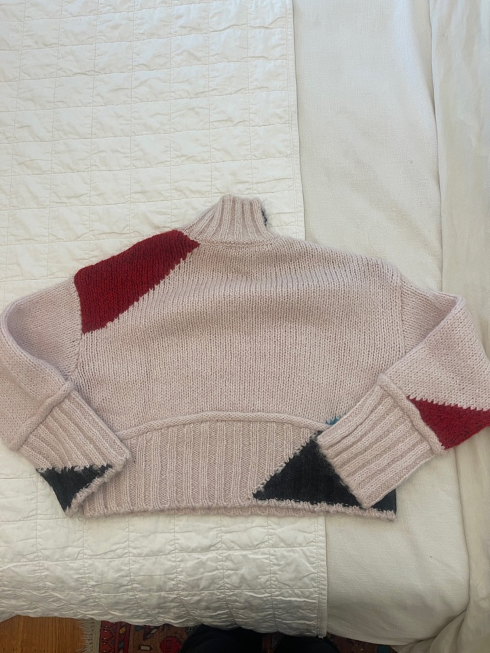 Zara Women’s Pink Colorblock Turtleneck Sweater - Picture 2 of 5